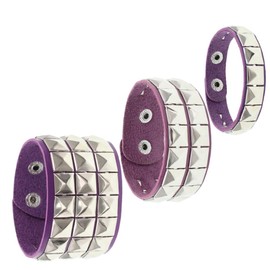 BaBakiak 3 Piece 80s Leather Studded Punk Bracelet, Rock Studded Leather Wristband for Men Women, One Size, Leather, no gemstone