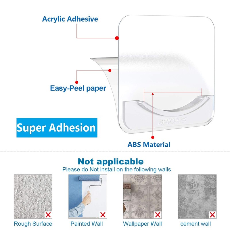 BRIOFOX Adhesive Shower Curtain Rod Holder | No Drilling |