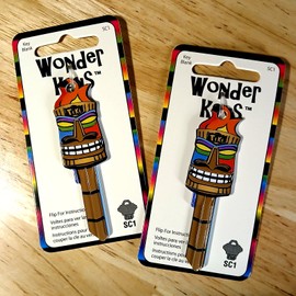 2x Tiki Torch Shaped Wonder Keys works with KW1 #66 Kwikset House Keys