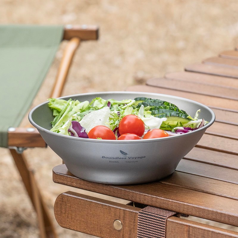 Boundless Voyage Ti1107T Titanium Plate Outdoor Camping Tableware Outdoor Bowl