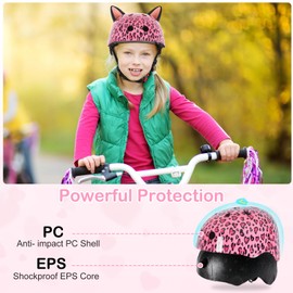 MHJY Kids Helmet for Age 8-14 Girls Bike Helmet Adjustable with DIY Cat Ears for Youth Skateboard Scooter Cycling Roller Skating