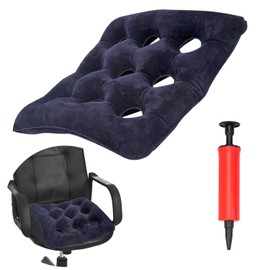 Verazquy Air Inflatable Seat Cushion, Soft Flocking Square Mat with Bonus Air Pump, Pressure Sore Prevention Seat Mattress Non-bedsores Pressure Relief Cushion for Wheelchair Car Office Chair