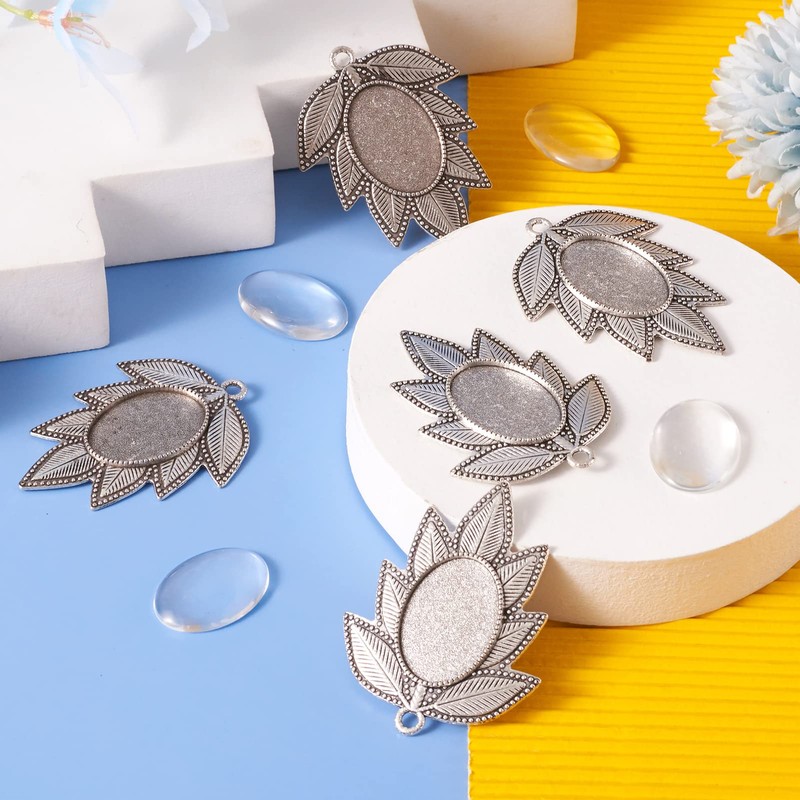 Alloy Pendant Tray Bezel Settings, Silver