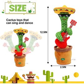 Sunshine smile Cactus Toy, Cactus Plush Toy, Talking Cactus, Cuddly Toy, Cactus, Dancing Cactus Plush Toy, Record Learning to Speak Plush Doll, Cactus Plush Toy