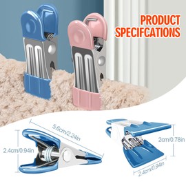 H HOME-MART 48 Pack Heavy Duty Clothes Pins - 2.17" Stainless Steel Metal Clips with Rubber Grips, Multi-Use Chip/Bag Clips for Laundry, Photo Drying, Food Storage, Clothesline & Kitchen (48 Count)