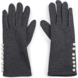 styleBREAKER women fabric gloves with beading and fleece lining, winter fabric gloves 09010013, color:Mottled Dark Grey