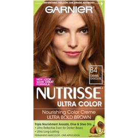 Garnier Nutrisse Ultra Color Nourishing Hair Color Creme, B4 Caramel Chocolate (Packaging May Vary)