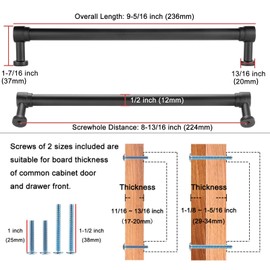KOOFIZO Pillar Foot Cabinet Pull, 1-Piece Brushed Nickel Furniture Handle, 8-4/5 Inch Screw Spacing, P25 for Kitchen Cupboard Door, Bedroom Dresser, Bathroom Hardware