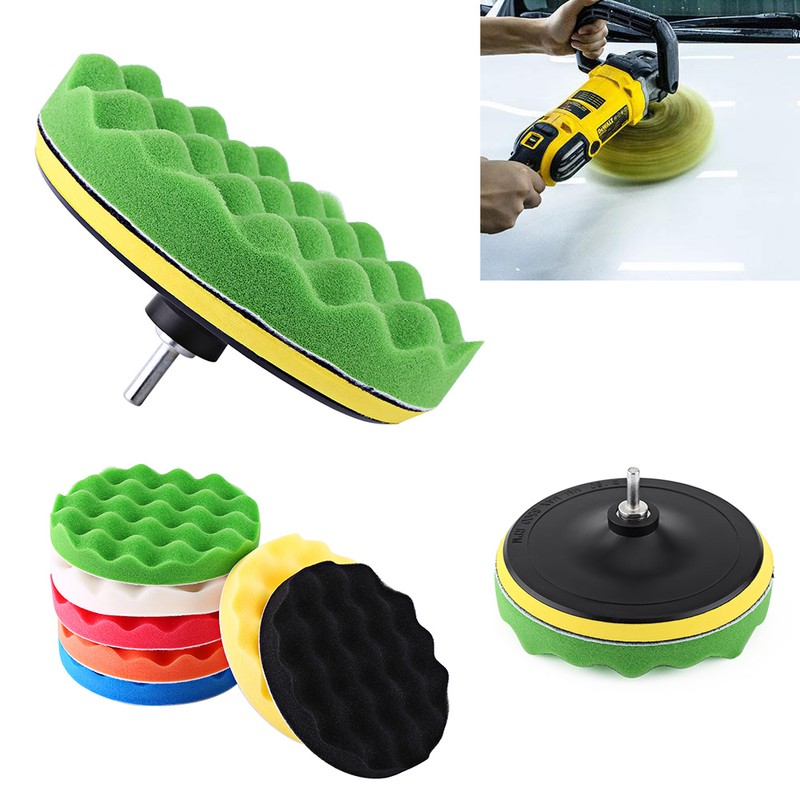 10Pcs 7" Polishing Buffing Waxing Pad Kit Tool For Car