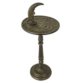 Zeckos 23 inch Tall Bronze Finish Cast Iron Sun, Moon Face and Stars Celestial Sundial - Decorative Garden Pedestal Sun Clock - Great Accent for Outdoor Décor