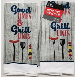 Unbranded 2 SAME MICROFIBER TOWELS (15"x25") BBQ ACCESSORIES, GOOD TIMES & GRILL LINES, GR