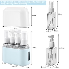 flintronic Travel Bottles Set, 50 ml 4-in-1 Travel Bottles, Travel Bottles for Filling, Leak-Proof, Refillable, Portable Travel Container, with Label, for Shampoo, Conditioner, Cosmetics, Shower Gel