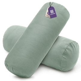 Luxoon Pack of 2 Bolster Covers with Zip, Covers for Neck Support Pillow, 100% Cotton, Soft, Washable and Tumble Dryable, 15 x 40 cm, Sage Green