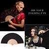 4 Pieces Wooden Folding Fan Fabric Handheld Fans Craft Decoration