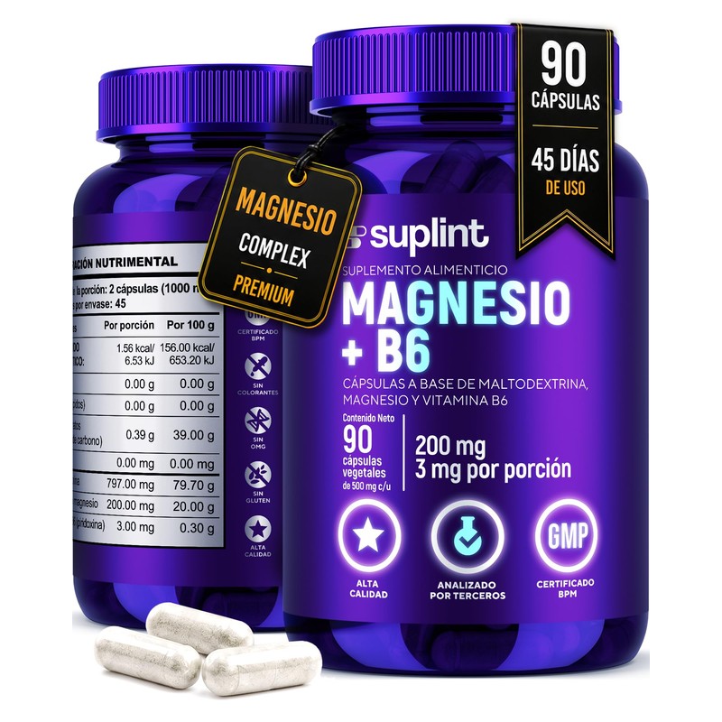 Citrato de Magnesio 200mg con Vitamina B6 – Vegano –