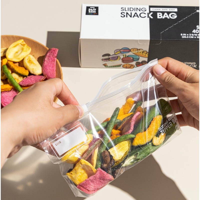 Snack Slider Storage Bags- 80 Count, Featuring Expandable Bottom, Zero