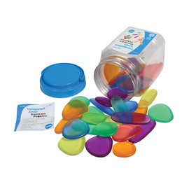 edx education Junior Rainbow Pebbles - Clear Colors - Mini Jar - Ages 18M+ - Sorting and Stacking Stones - Early Math Manipulative for Children - First Counting and Construction Toy