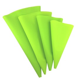 Chikanb 4 Größen Spritzbeutel, Groß Mittel und Klein Silikon Spritzsack zum Teig Spritzen, Wiederverwendbarer Spritzbeutel für Verzieren Cupcake Muffin Hochzeit Torte Kuchen Keksen Dessert, Grün