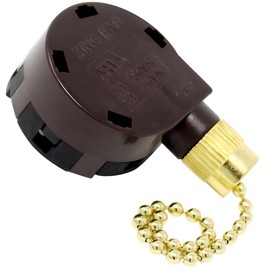 ZE-268S5 ZH 4 Speed 5 Wire Pull Chain Ceiling Fan Switch Replacement Repair Kit 4 Way 5 Position Rotary Motor Controller 6A 125VAC 3A 250VAC for Fans and Appliances - Brass Finish