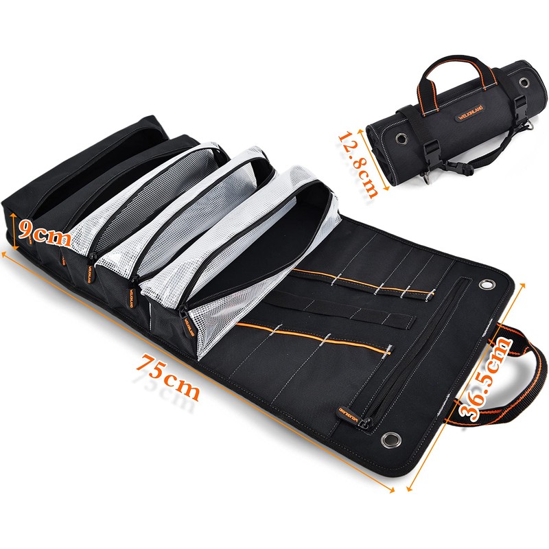 WELKINLAND Men's Tool Roll Organizer, Roll-Up Bag for Mechanics, Electricians
