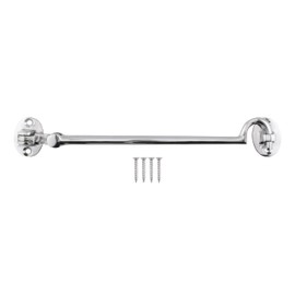 EAI Cabin Hook and Eye Latch | Heavy Duty 200mm / 8 Inch Silent Polished Chrome Hook and Eye Latch | 1 Pack with Fixings