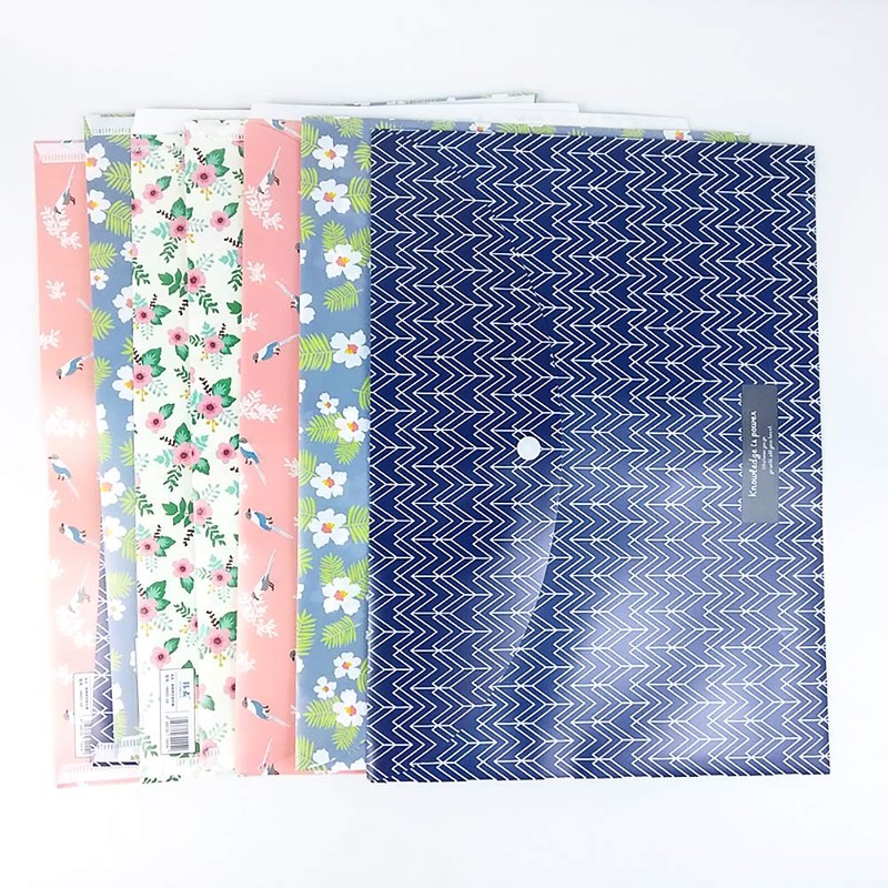 4Pcs Folders Plastic A4 Floral Printed Document Folder Plastic Wallets