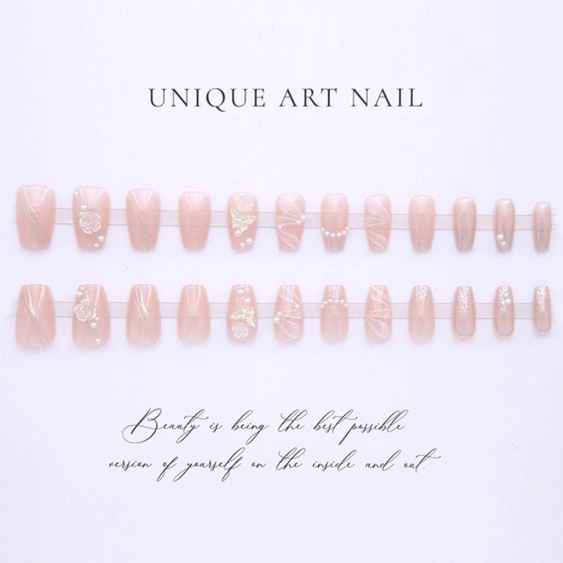 Nail Tips 24 Pcs Set Long False Nail 3D Glossy
