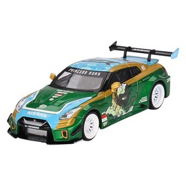 35GT-RR Ver.2 LB-Silhouette Works GT RHD (Right Hand Drive) Princess Roro Green Metallic with Graphics Limited Edition 1/64 Diecast Model Car by True Scale Miniatures MGT00650