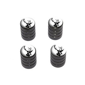 GRAPHICS & MORE Deer Head - Buck - Deer Hunting - Tire Rim Wheel Valve Stem Caps - Black