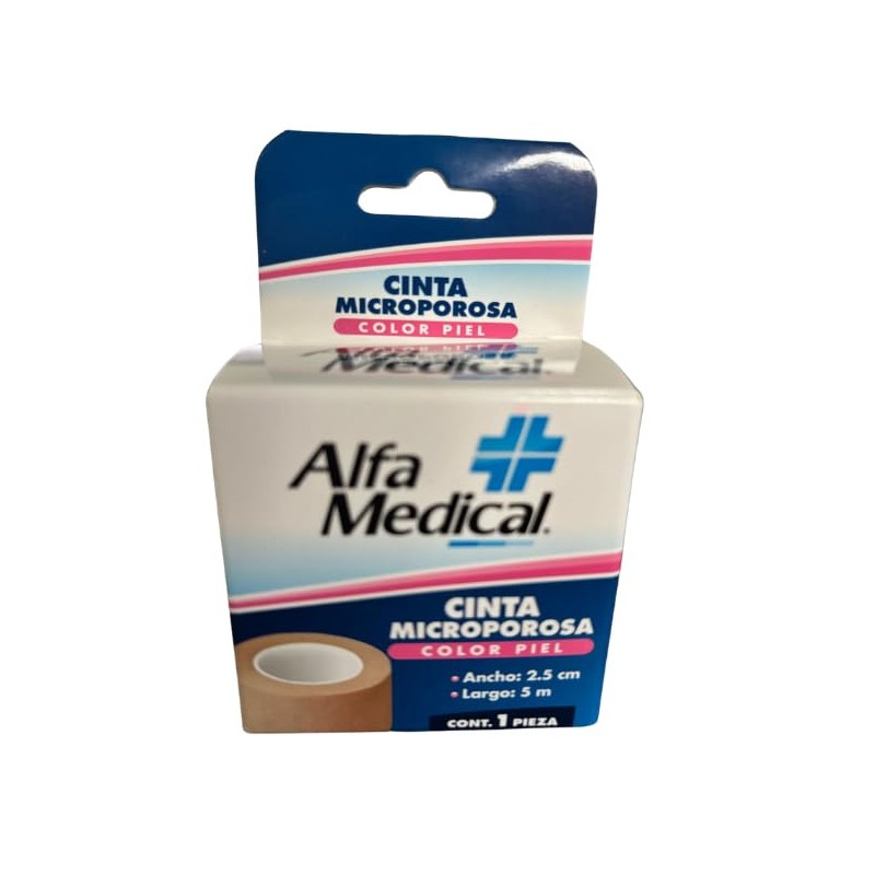 Cinta Microporosa Color Piel 2.5cm X 5m Caja Con 1