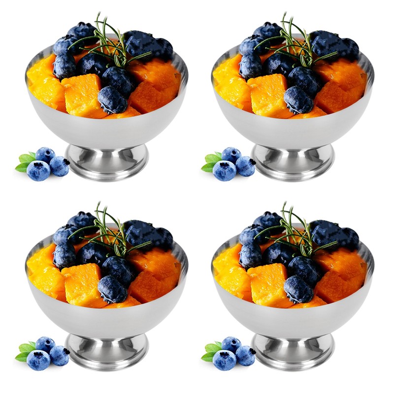 4Pcs Stainless Steel Dessert Bowl Multi Functional Drop Resistant Rustproof