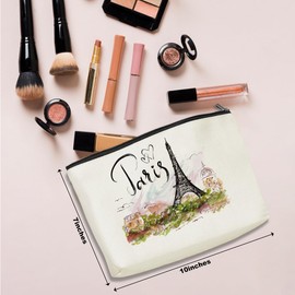 Paris Travel Gift Cosmetic Bag Paris Lovers Gift Italy Souvenir Watercolor Makeup Bag Girls Trip Gifts Favors Paris City Themed Gifts for Traveller Women Birthday Christmas Bachelorette Party Favors