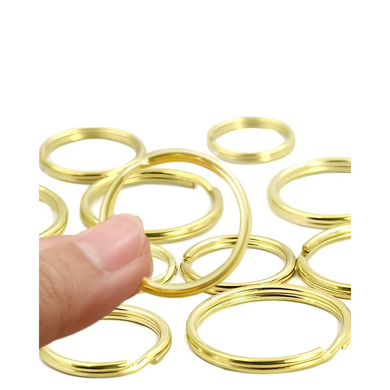 Bluemoona 10 Pcs - Brass Round Edged Keyring Keychain Split