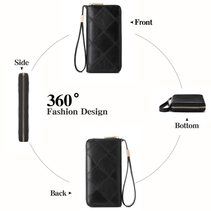 SENDEFN Women's Large Leather Wallet with RFID Protection, Large Capacity
