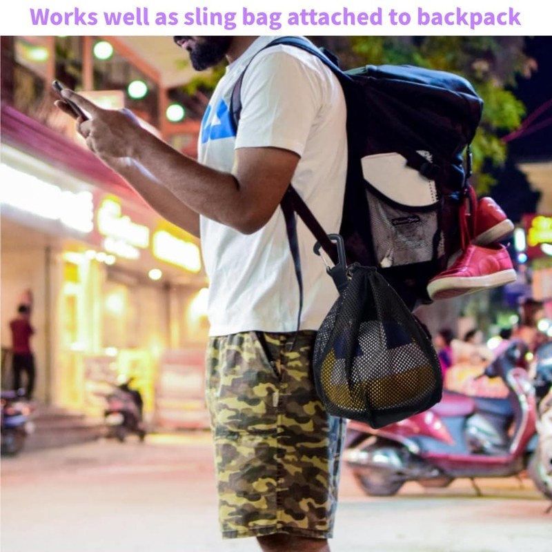 DACUAN Basketball Football Volleyball Bag Mesh Handbag Ball Bag, Clip