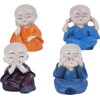 LUXCKY 4 Monks Figurine Statue Cute Little Monks Hear No