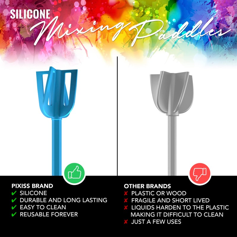 Epoxy Resin Mixer Silicone Paddles - 12 Reusable Pixiss Multipurpose