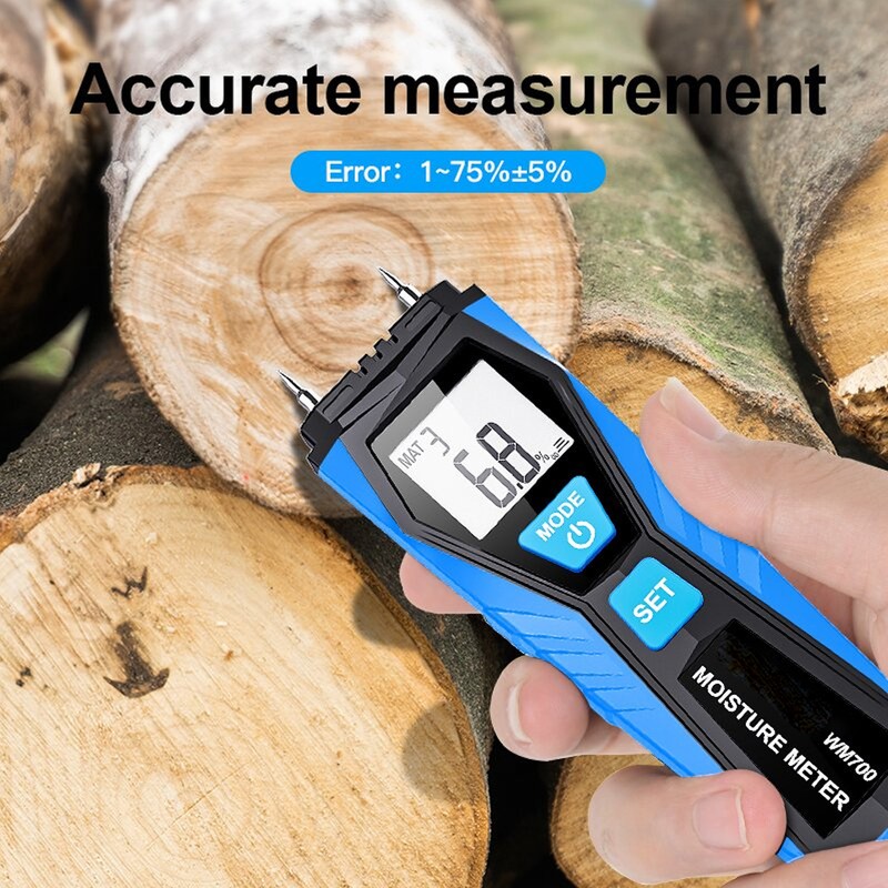 Handheld Moisture Meter LCD Display Digital Moisture Tester for Wood