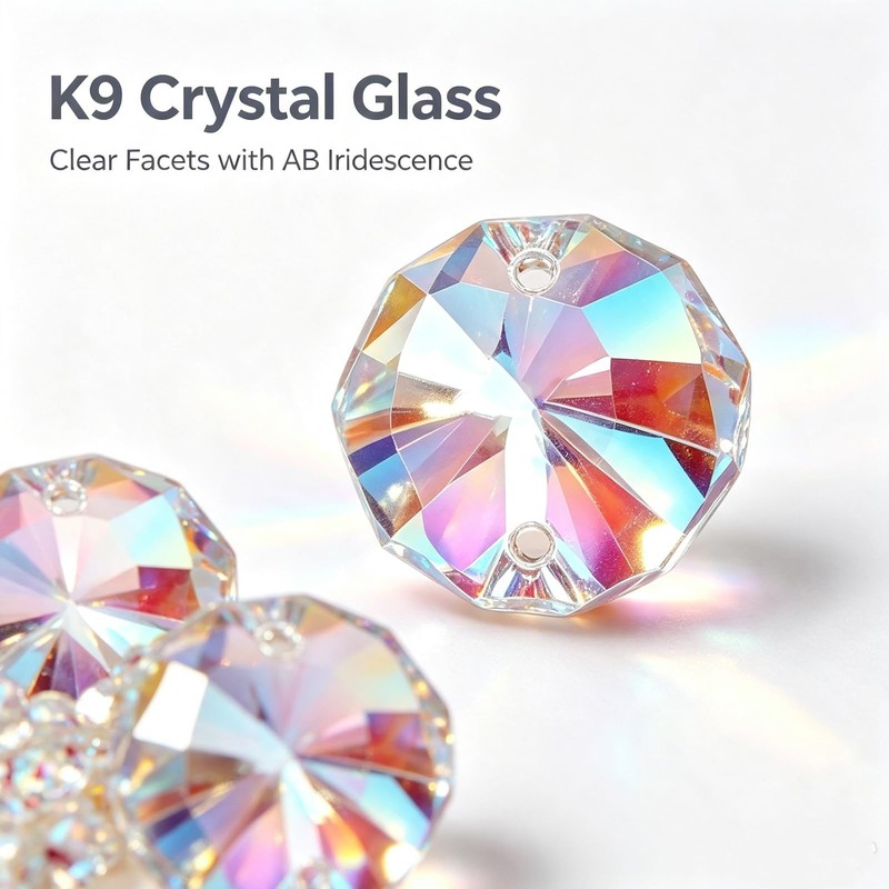 200Pcs 14mm K9 Crystal Octagon Beads AB Finish for DIY