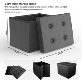 eMOUSE Ottoman Storage Ottoman Foot Rest Ottoman with Storage Ottomans Foot Stools Small Ottoman Black L17W13H13INCH
