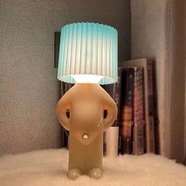 A Creative Lamp of the Little Shy Man, Funny LED Table Lamp, Romantic LED Bedside Lamp, Bedroom Lamp, Creative Night Light for Bedroom, Living Room Decoration (Blue)