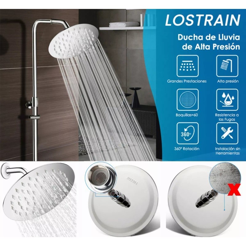 LSOTRAIN Ducha Lluvia Alta Presión Cabezale Ducha Acero Inoxidable