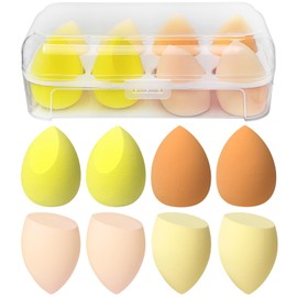 8 PCS Makeup Sponge, Super Soft Beauty Blender Sponge, Latex Free Multicolor Sponges for Powder Cream and Liquid, Set Professional Makeup Tools with Storage Box