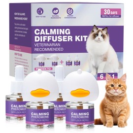 Tcllka Cat Calming Diffuser for Anxiety Pheromone Diffuser to Calm Cats – Includes 4 Refills & 2 Plug-Ins Calm Aggression, Spraying, Scratching 48ml Cat Calming Refill
