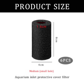 Pack of 6 Filter Sponge Aquarium, Sponge Filter Aquarium, Replacement Filter Sponges, Filter Guard Filter Protection, Black Pre-Filter Sponge Filter Accessories, Suitable for Aquarium Protection of