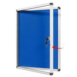 Swansea Lockable Noticeboard Blue Fabric Bulletin Boards Cabinet for Office School 38x28 inches (9xA4)