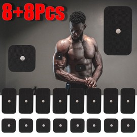 Stonenect Elektrodenpads Gepolsterte Selbstklebende Patches Ersatz-Klebepads Kompatibel mit Compex TENS/EMS Muskelstimulation Schmerztherapiegeräte 3.5mm Knopf (8Pcs 5x5cm+8Pcs 5x9cm)
