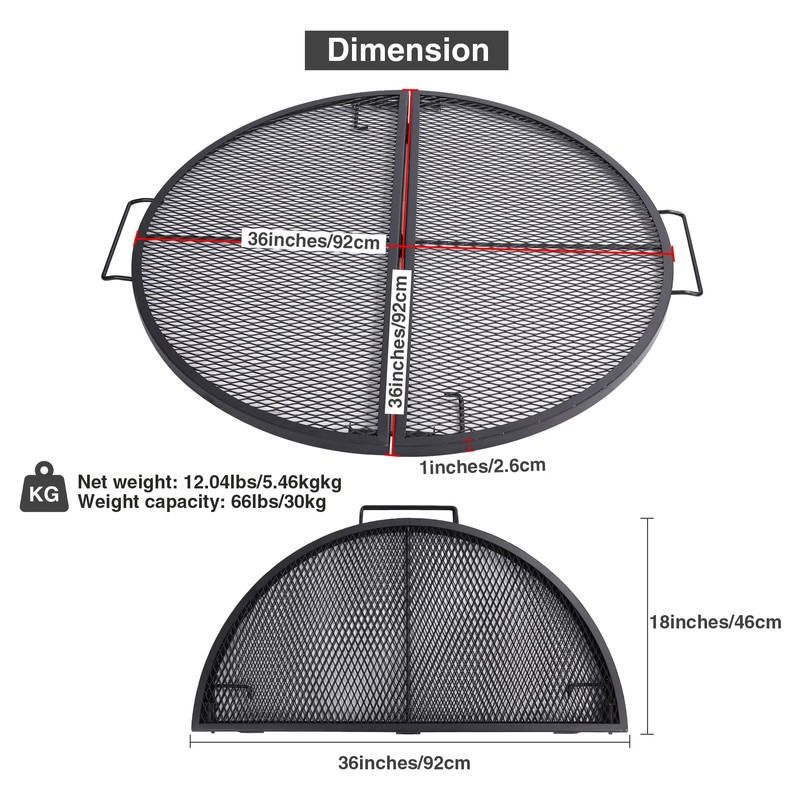 Lineslife X-Marks Fire Pit Cooking Grill Grates Portable, Heavy Duty