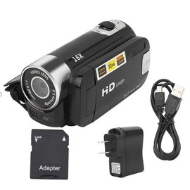 Video Camera 16X Digital Zoom 2.7 Inch Colourful Display Screen Handycam, High Definition Camera Image Video Shooting Camcorder US Plug 110 to 240V Memory Rechargeable (no sd) - Color: DH-90+SD card