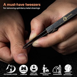 CIVIVI Tweezers Precision for Splinters, Retractable Tweezers with Leather Sheath for Men EDC Easy Keychain Carry, Tac-N-Tweeze Tweezers Designed By Bob Terzuola C19062B-A